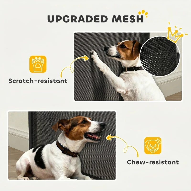 PawHut Retractable Dog Gate, 41" Tall,  Extends to 122" Wide, Mesh Pet Gate with Single Hand Operation, for Stairs, Doorways