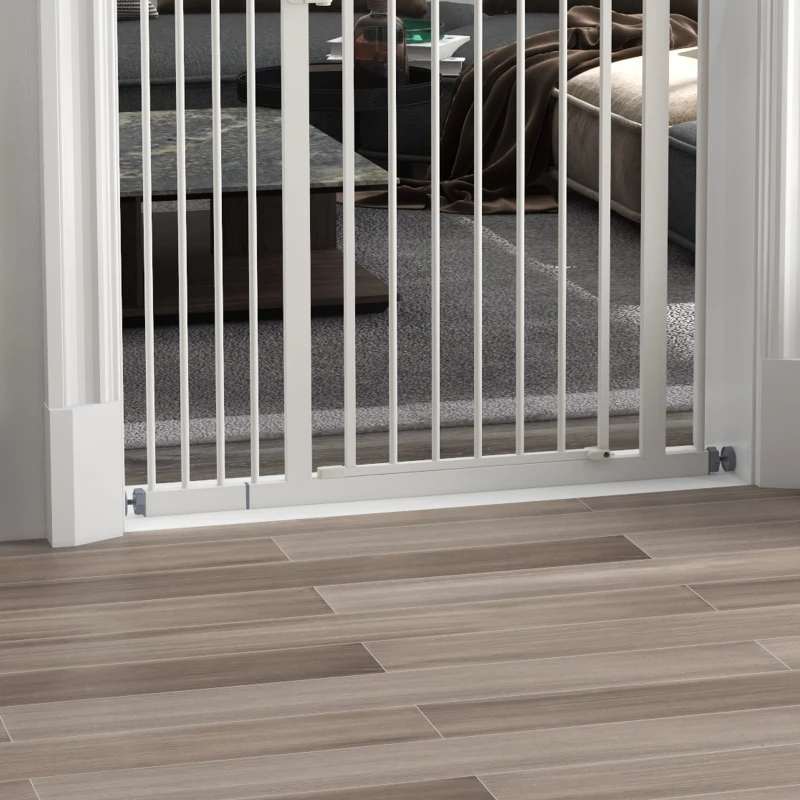 PawHut Extra Tall Dog Gate with Door, Pressure Fit, Auto Close, Double Locking for Doorways Hallways Stairs, 29"-37", White