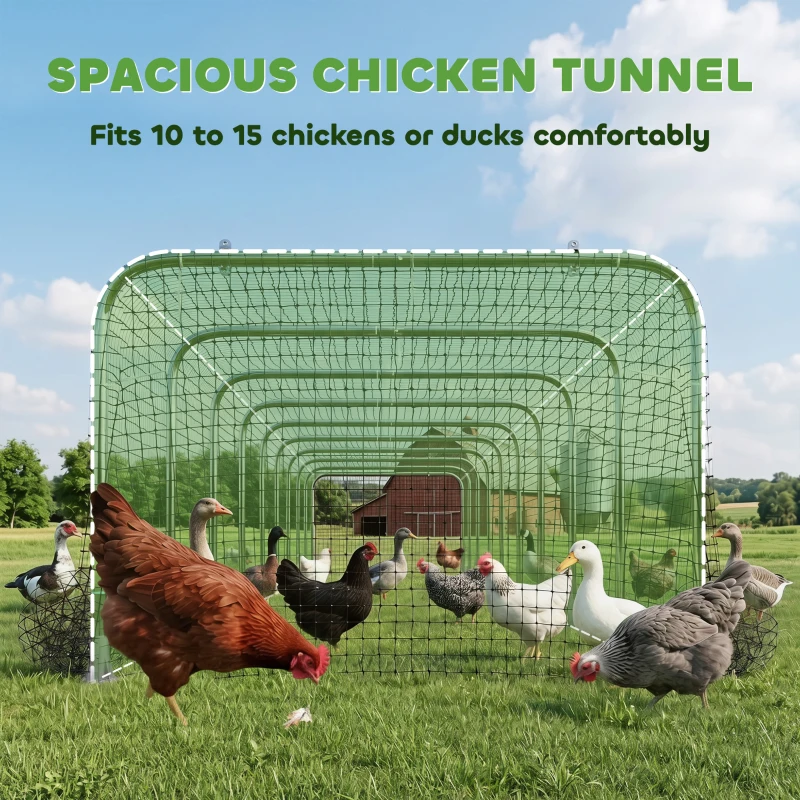 PawHut Extra Long Chicken Tunnel for Outside, 354" x 39" Galvanized Steel Chicken Run for 10-15 Chickens or Ducks