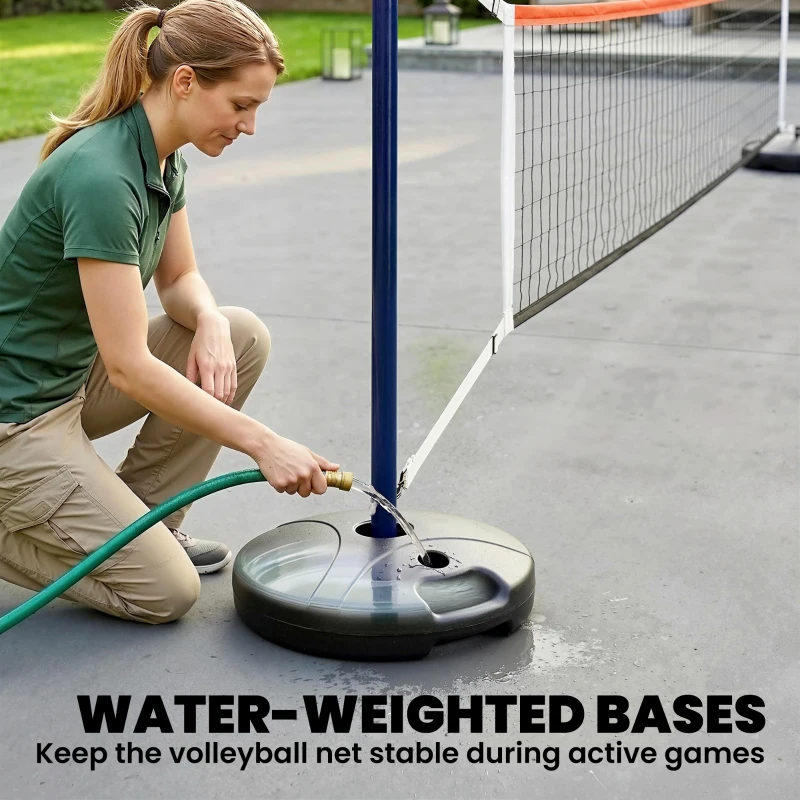 Soozier Portable Volleyball Net Set Outdoor, Volleyball Training Net with 21-27ft Adjustable Length, Volleyball, Air Pump