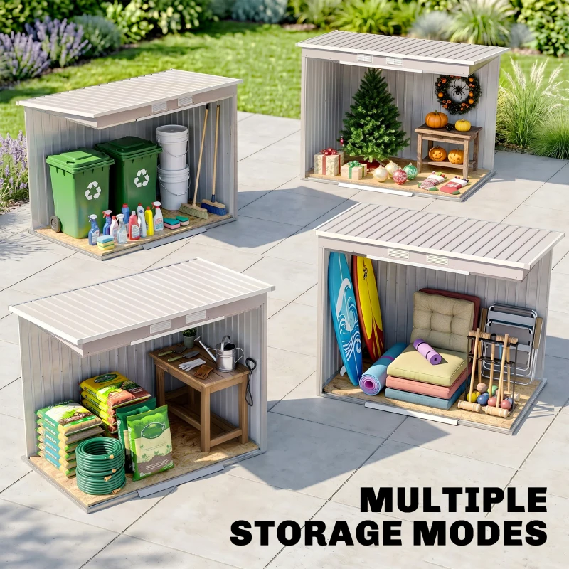 Outsunny 7' x 4' Galvanised Steel Garden Shed, with Foundation Kit - Grey