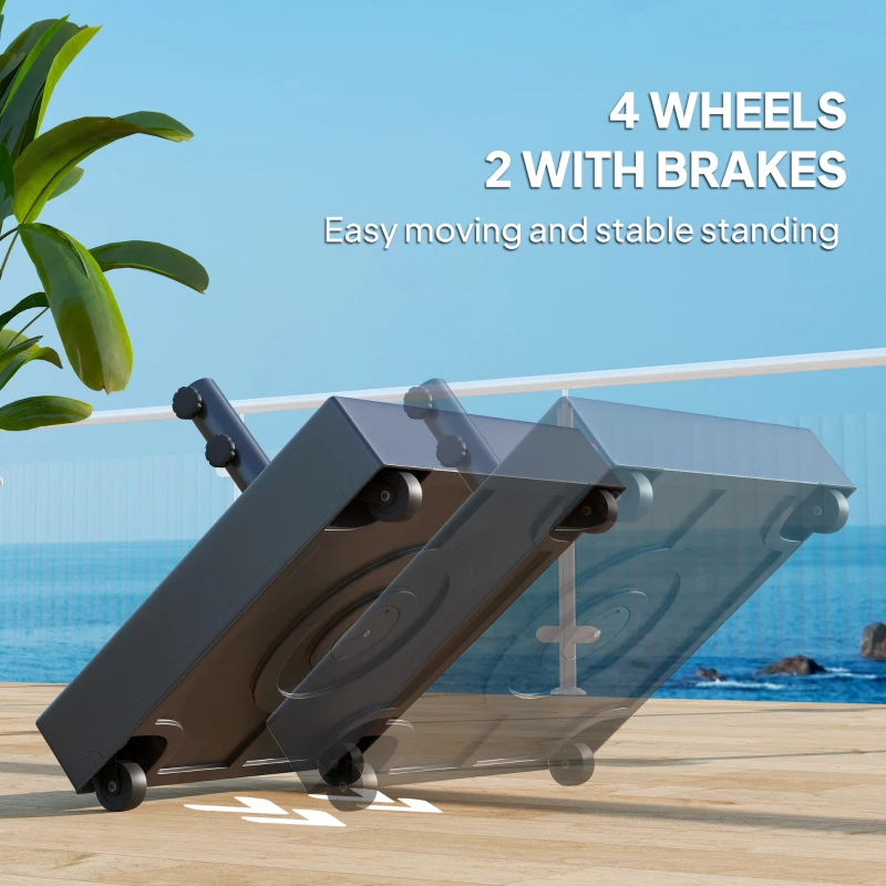 Outsunny Outdoor Umbrella Base with Wheels, Heavy Duty Patio Umbrella Base, Patio Umbrella Holder, Black