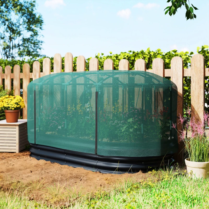 Outsunny Galvanized Raised Garden Bed Kit with Self Watering System, Oval Outdoor Planter Garden Boxes, 6x3ft, Dark Gray