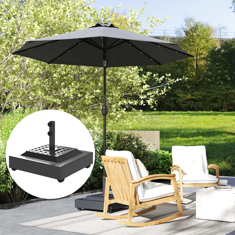 Outsunny Outdoor Umbrella Base with Wheels, Heavy Duty Patio Umbrella Base, Patio Umbrella Holder, Black