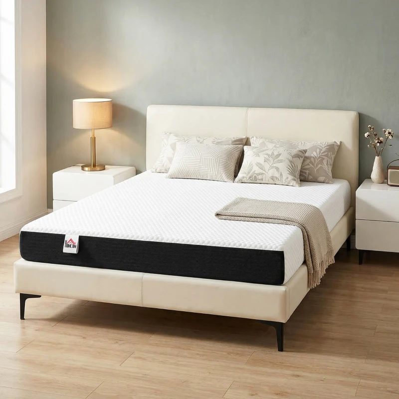 HOMCOM Queen Mattress 8 Inch Memory Foam Mattress in a Box, Pressure Relief & Lumbar Support, CertiPUR-US Certified Medium Firm