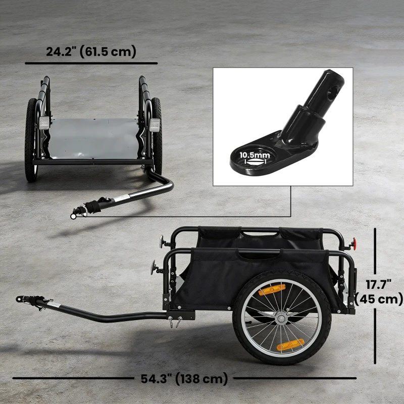 Soozier Bike Cargo Trailer, Bicycle Trailer Wagon Cart with Quick Release 16" Pneumatic Wheels, Red Flag