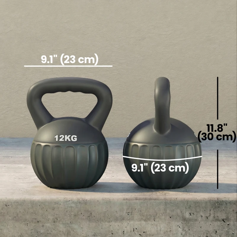 Soozier Kettlebell, 26 lbs Kettle Bell with Non-Slip Handle for Home Gym, Weight Lifting and Strength Training, Grey