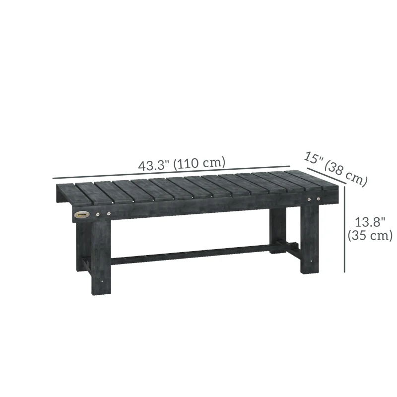 Outsunny Outdoor Garden Bench, Backless Patio Fir Wood Stool, Armless Loveseat, 43.25" x 15" x 13.75", Grey