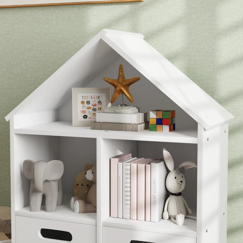 Qaba 3 Tier Kids Bookshelf with Two Drawers, for Bedroom, Kids Room, White