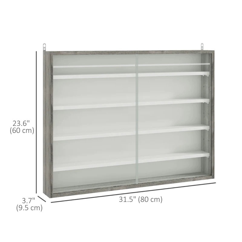 HOMCOM 5-Tier Display Cabinet, Shot Glass Display Case, Glass Curio Cabinet with 2 Glass Doors and 4 Adjustable Shelves, White