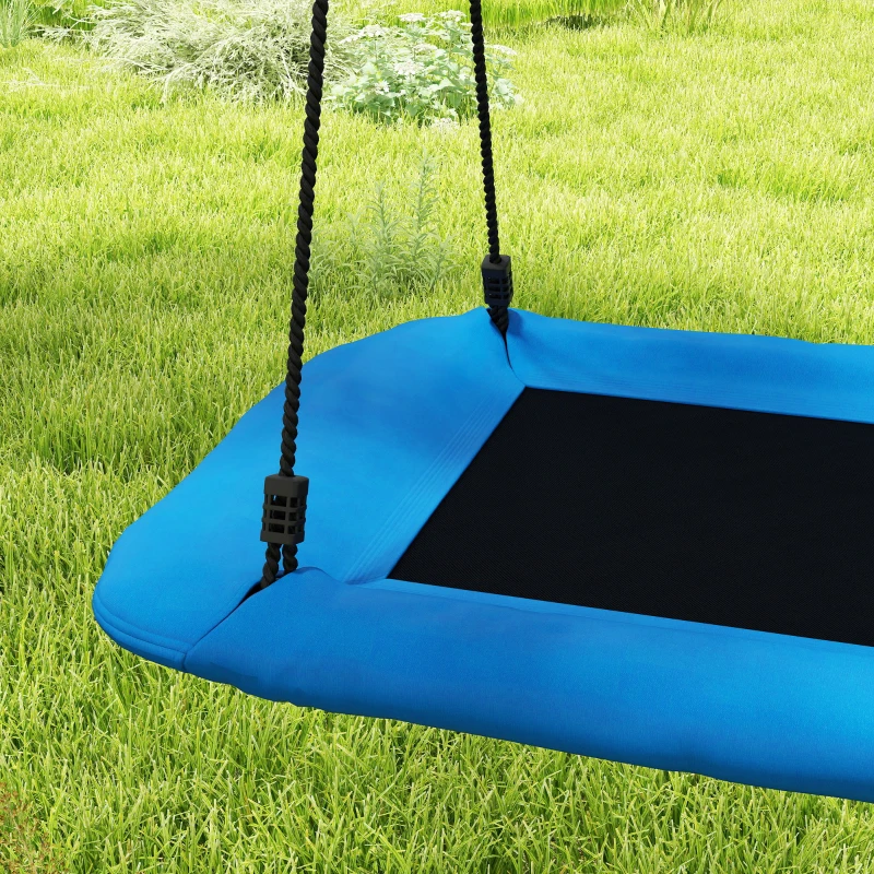 Qaba Nest Swing Adjustable Ropes Tree Straps Basket Swing for Kids, 58" x 30", 660 lbs Capacity for Indoor Outdoor, Blue