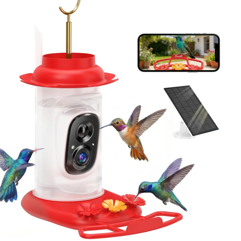 PawHut Smart Bird Feeder with Camera, AI Identify 16000 Birds, 2K HD Live Video, 3W Solar, Instant Arrival Alerts
