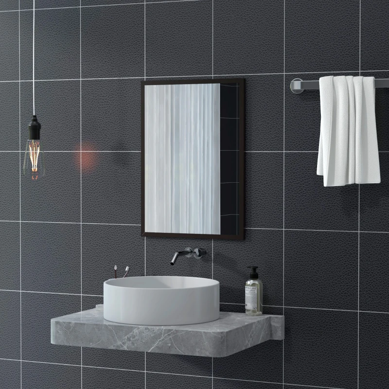 HOMCOM 20" x 28" Bathroom Mirror for Wall, Rectangular Mirror for Living Room, Bedroom, Entryway, Black