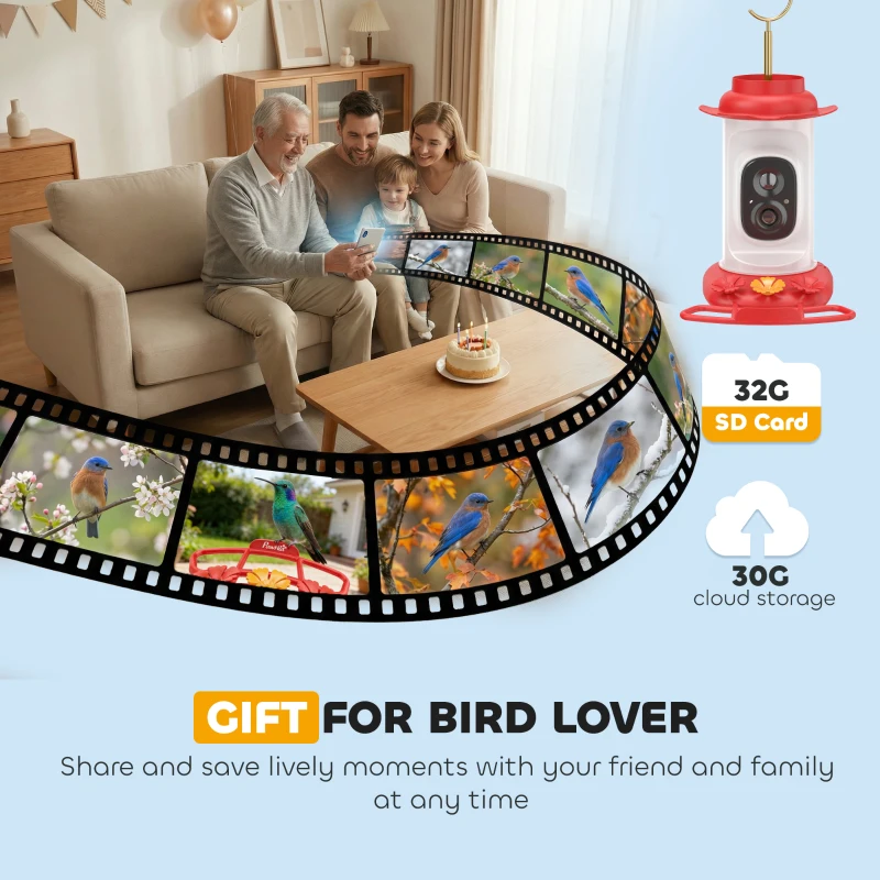 PawHut Smart Bird Feeder with Camera, AI Identify 16000 Birds, 2K HD Live Video, 3W Solar, Instant Arrival Alerts