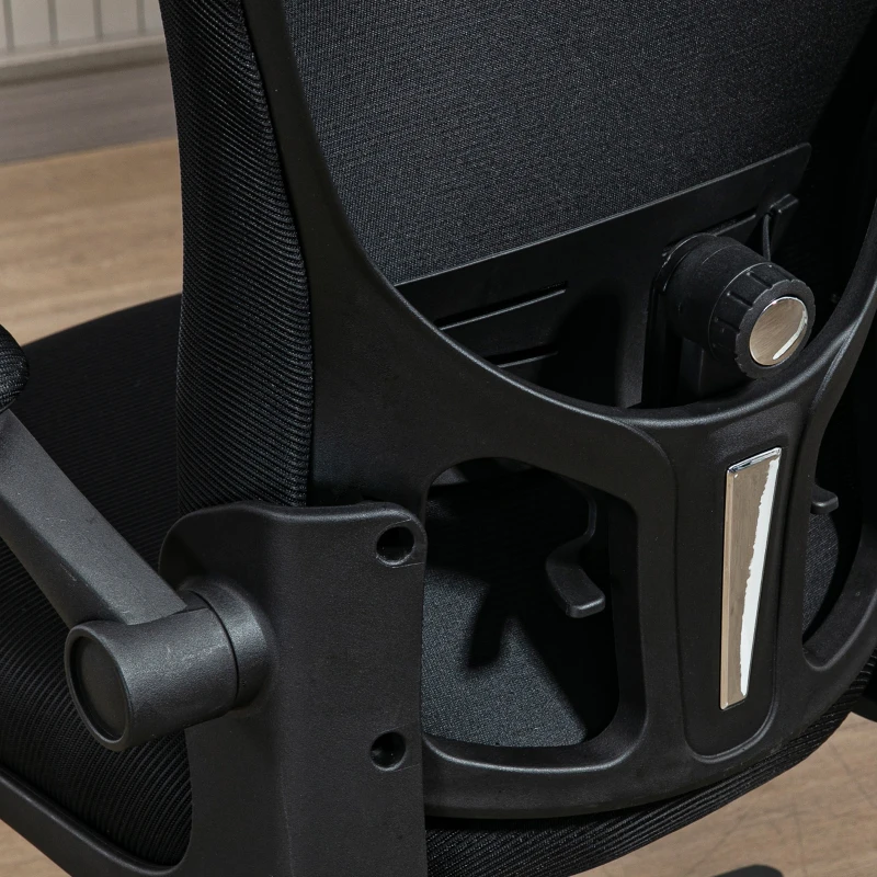 Vinsetto Office Chair, Mesh Computer Desk Chair with Adjustable Headrest, 4D Lumbar Support, Flip-up Arm, Black