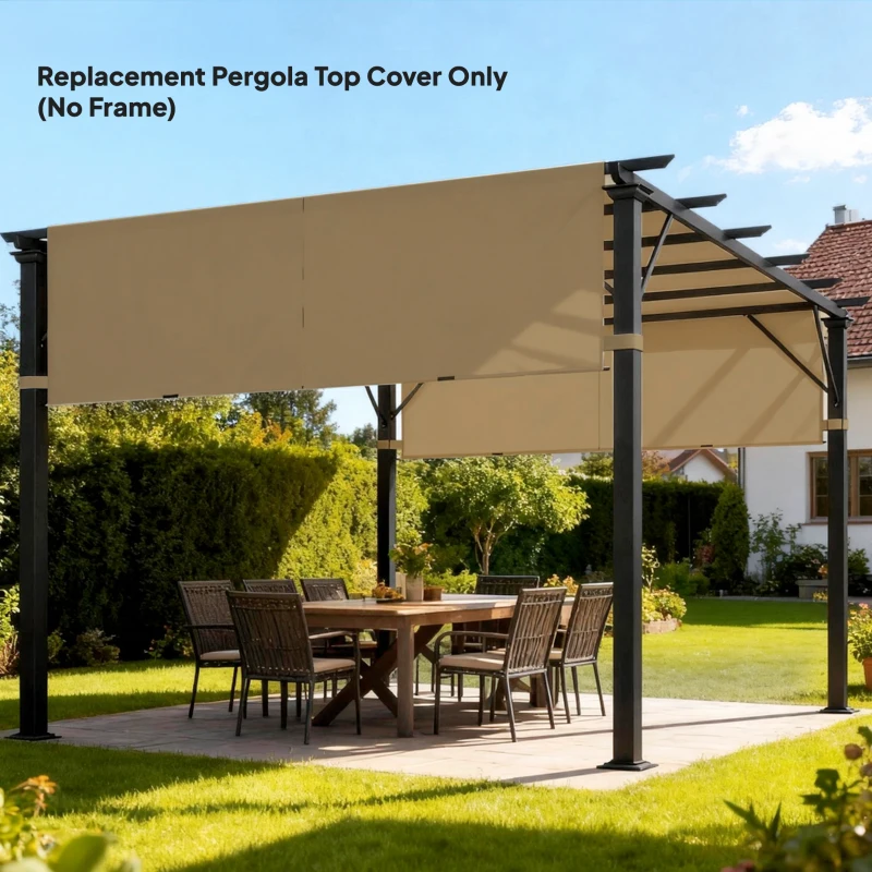 Outsunny 2 Pcs UV Protection Pergola Replacement Canopy, Pergola Shade Cover, Easy to Install, for 10' x 10' Pergola, Sand