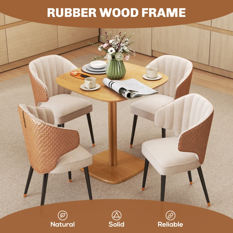HOMCOM Dining Table for 4 People - Modern Kitchen Table with Wood-Effect Top, 27.6" x 27.6", Natural Wood