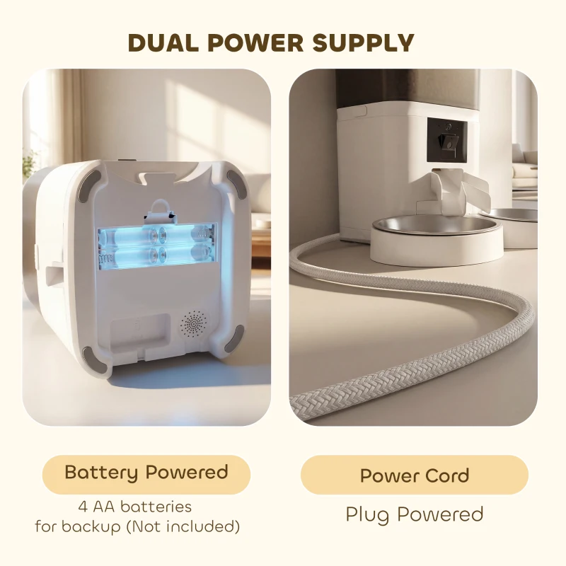 PawHut Automatic Cat Feeder with App Control Smart Cat Food Dispenser 10s Voice Recorder 6L