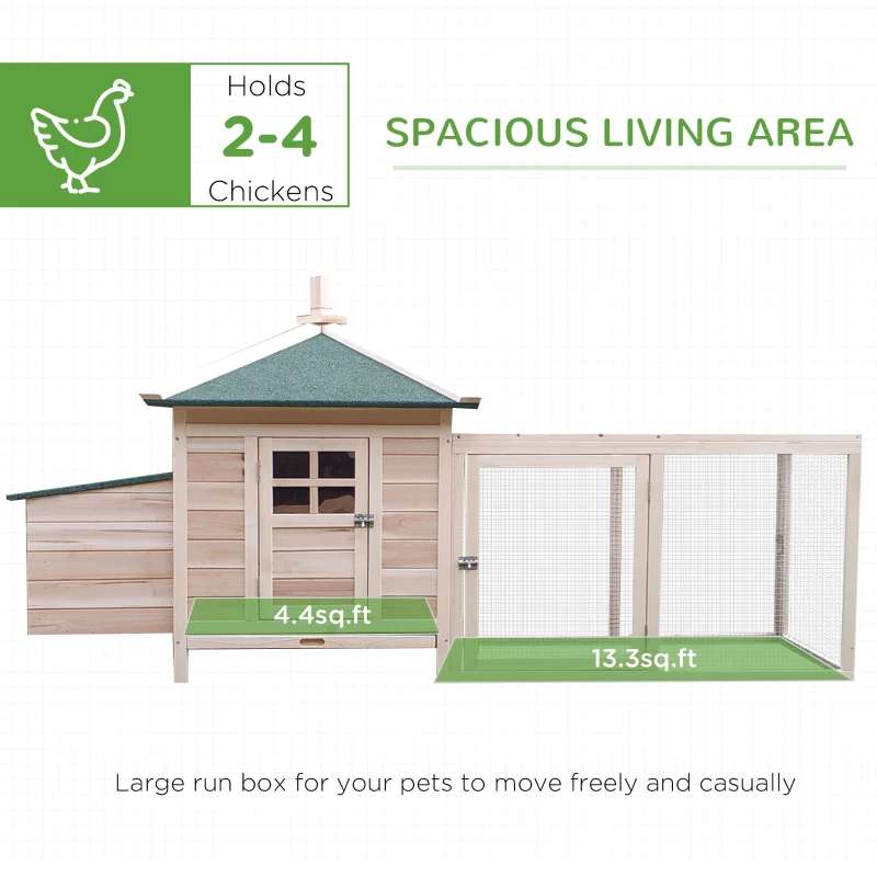 PawHut 77" Chicken Coop Hen House Rabbit Hutch Poultry Cage Pen Outdoor Backyard with Nesting Box Run Natural
