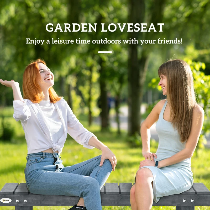 Outsunny Outdoor Garden Bench, Backless Patio Fir Wood Stool, Armless Loveseat, 43.25" x 15" x 13.75", Grey