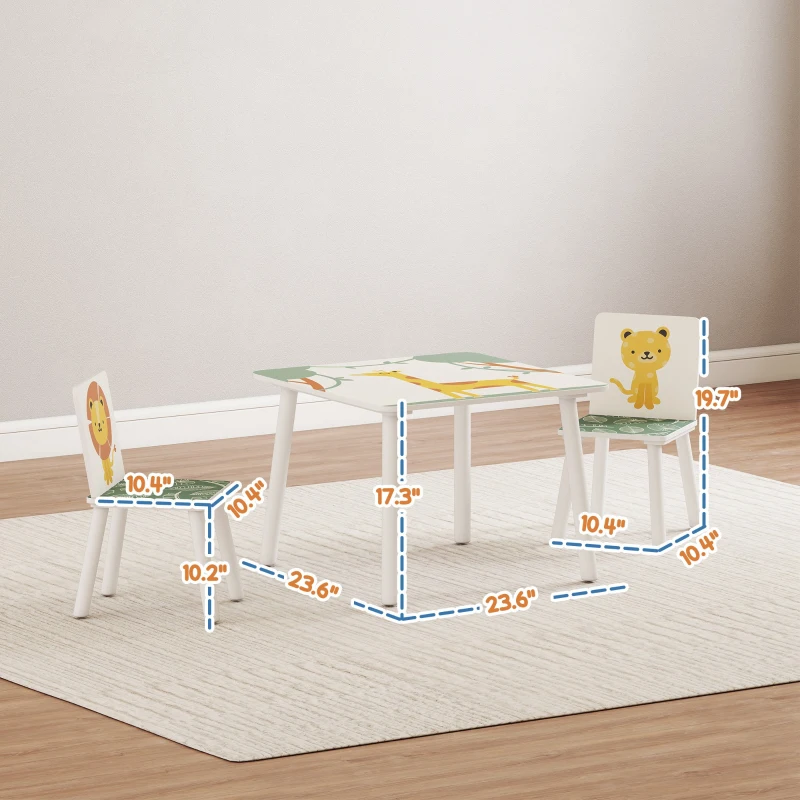 Qaba 3-Piece Kids Toddler Table and Chair Set Furniture for Boys and Girls Aged 3-8, Bedroom, Nursery, Playroom, Green