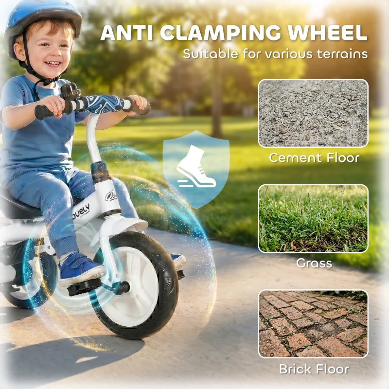 Qaba 6 in 1 Kids Tricycle with Removable Handlebar and Canopy, Blue