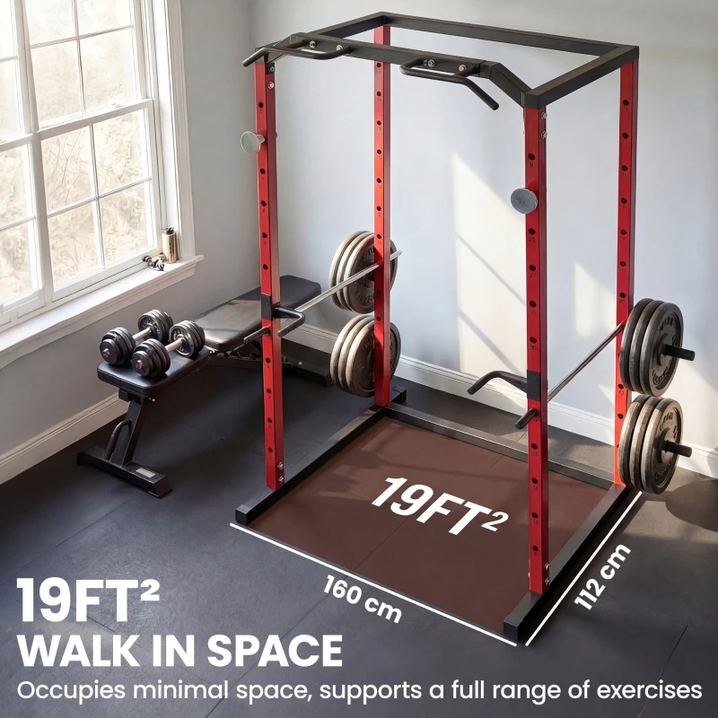 Soozier Power Cage, 1000 lbs Capacity Power Rack with Adjustable Height, Squat Rack for Home Gym Strength Training