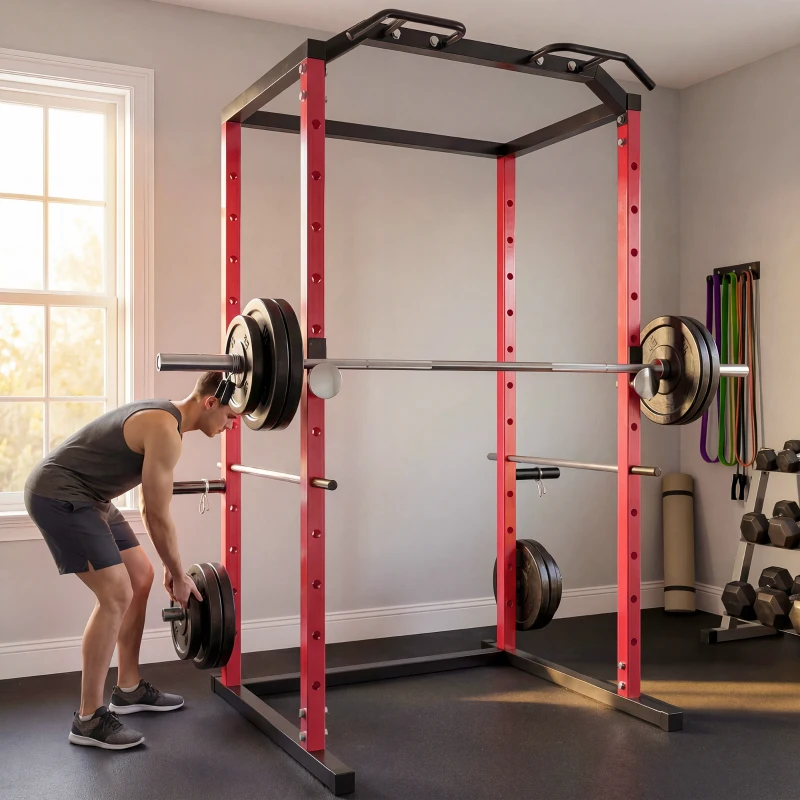 Soozier Power Cage, 1000 lbs Capacity Power Rack with Adjustable Height, Squat Rack for Home Gym Strength Training