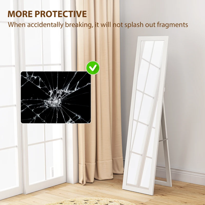 HOMCOM 15" x 62" Full Length Mirror for Bedroom, Free Standing Dressing Mirror, Wall Mirror for Living Room, White