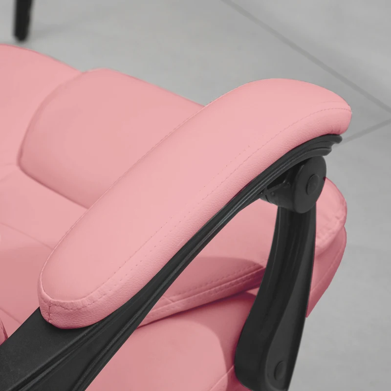 Vinsetto 7-Point Vibrating Massage Chair, Reclining Office Chair with Footrest, Reclining Back, Adjustable Height, Pink