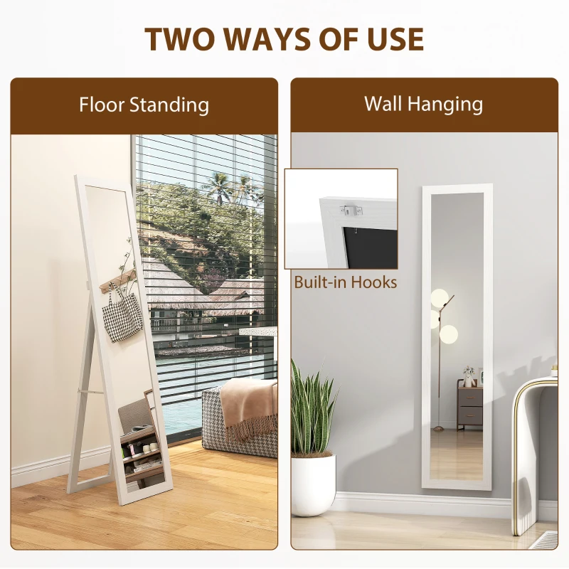 HOMCOM 15" x 62" Full Length Mirror for Bedroom, Free Standing Dressing Mirror, Wall Mirror for Living Room, White