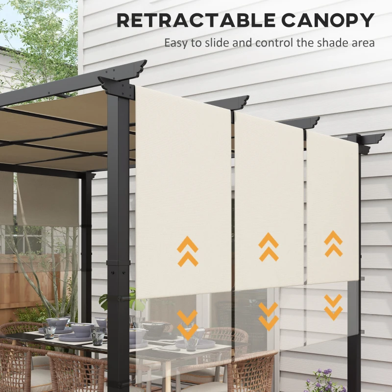 Outsunny 10' x 12' Metal Pergola, Outdoor Pergola with Retractable Canopy, for Garden, Patio, Backyard, Deck