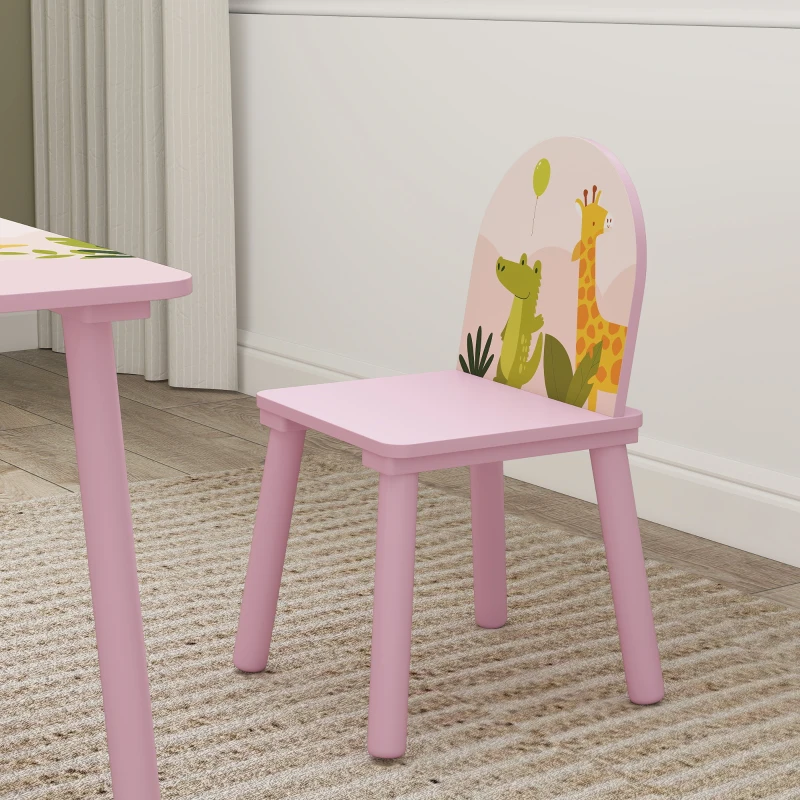 Qaba Kids Table and Chair Set, Toddler Table and 2 Chairs Set for Art, Craft, Reading, Learning, Pink