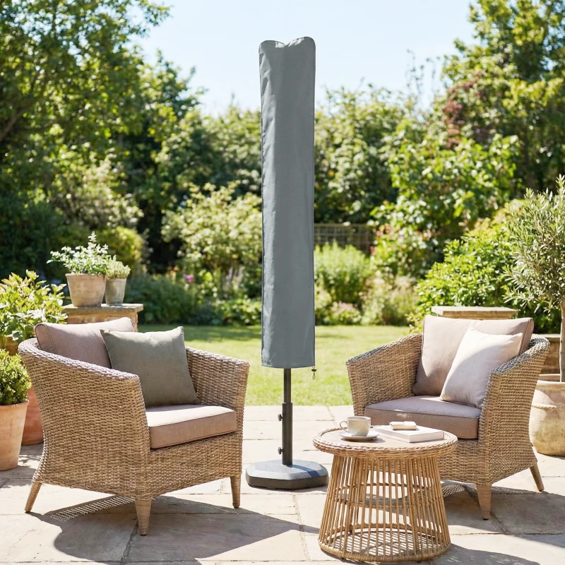 Outsunny Parasol Cover, Patio Cantilever Cover, Banana Umbrella Cover with Zipper, Grey