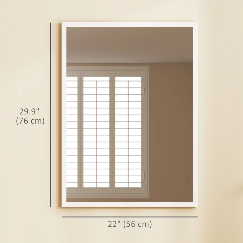 HOMCOM 22" x 30" Bathroom Mirror for Wall, Rectangular Mirror for Living Room, Bedroom, Entryway, White