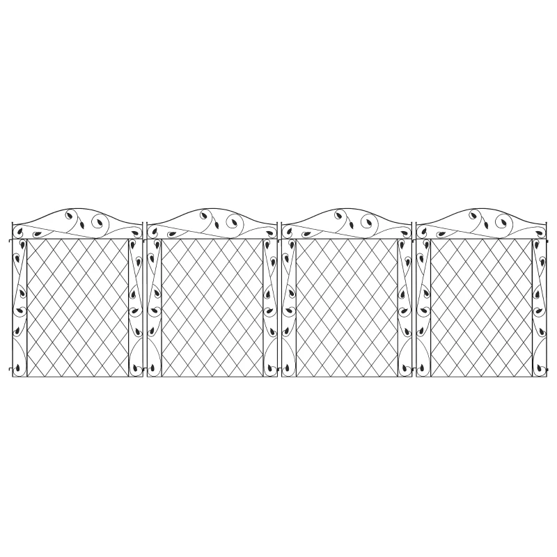 Outsunny Outdoor Metal Garden Fence Panels, Border Edging for Yard, Patio, 4 Pack, Wavey Vines