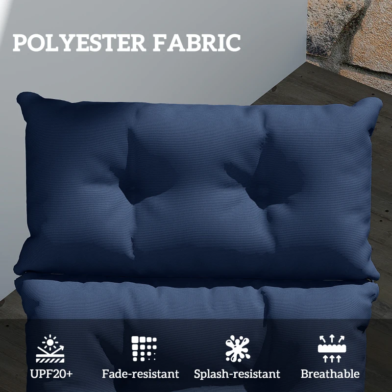 Outsunny Patio Lounge Chair Cushion, Tufted Thick Outdoor Chaise Lounge Cushion with Ties, 74.8" x 22" x 4", Navy Blue