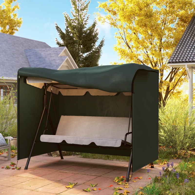 Outsunny 3-Seater Patio Swing Cover, Outdoor Garden Furniture Protection Hammock Glider Cover, 81" x 49" x 65", Dark Green
