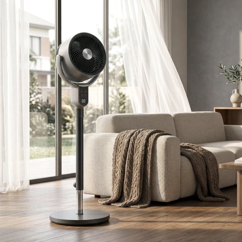 HOMCOM 20dB Standing Fan for Bedroom, 70°+90° Auto Oscillating Fan with 8 Speeds, Remote Control, 12H Timer, Adjustable Height