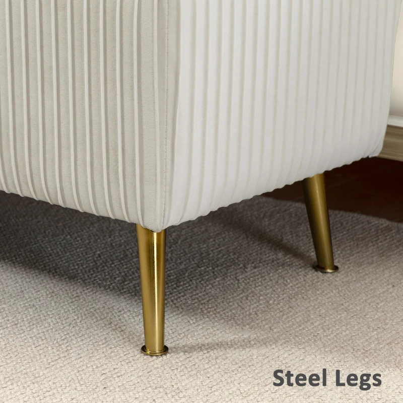 HOMCOM Storage Ottoman Bench, 43 Inch Large Storage Chest with Steel Legs and Padded Seat, Foot Rest, Load 485 lbs, Beige