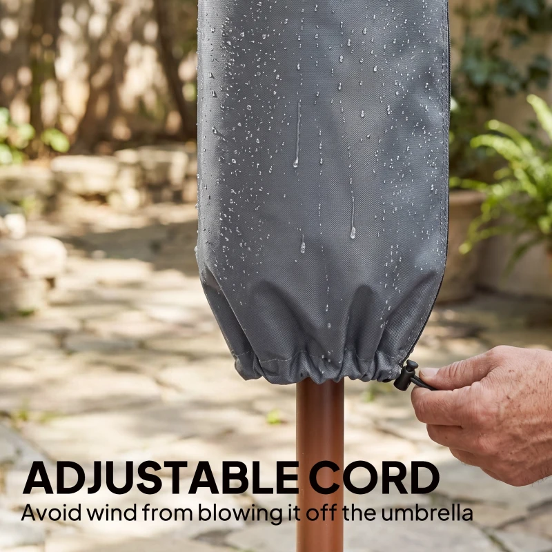 Outsunny Parasol Cover, Patio Cantilever Cover, Banana Umbrella Cover with Zipper, Grey