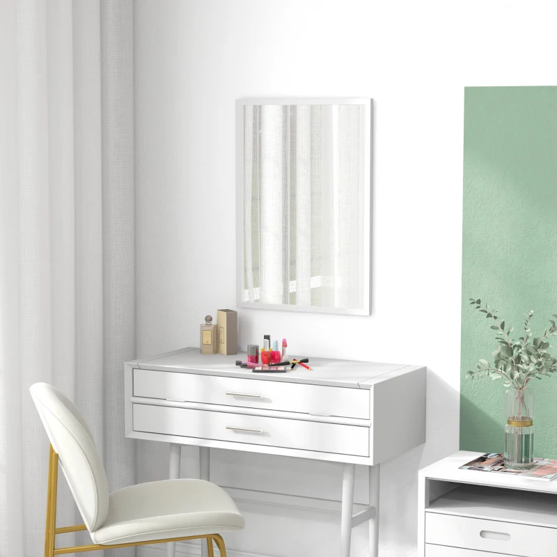 HOMCOM 20" x 28" Bathroom Mirror for Wall, Rectangular Mirror for Living Room, Bedroom, Entryway, White