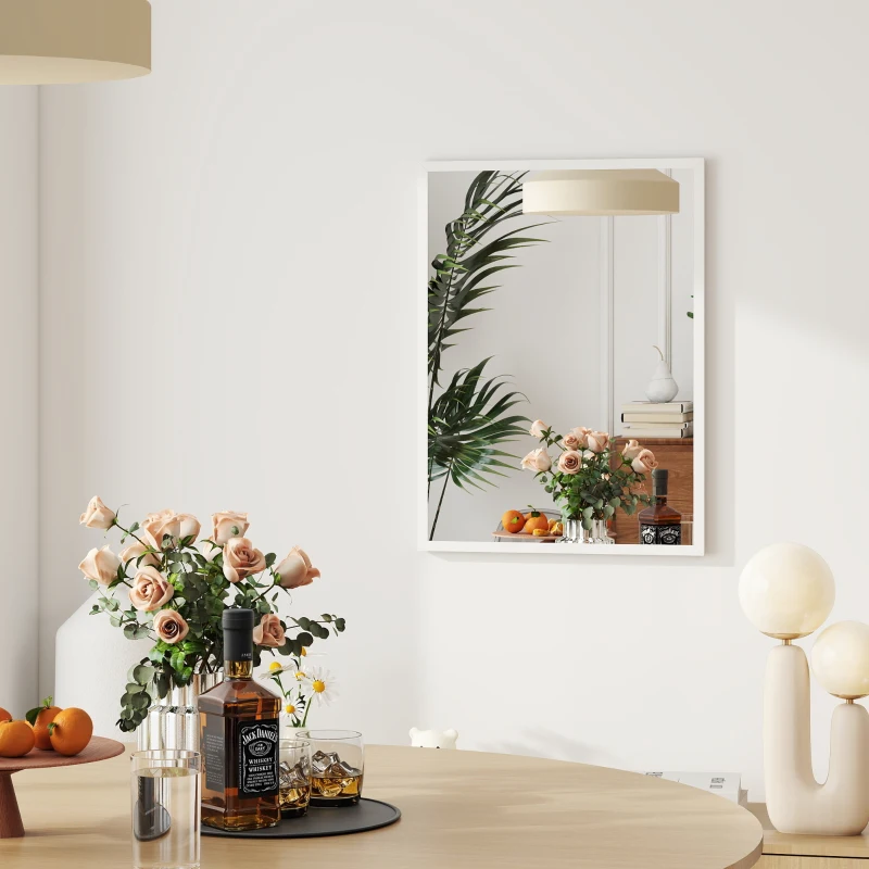 HOMCOM 22" x 30" Bathroom Mirror for Wall, Rectangular Mirror for Living Room, Bedroom, Entryway, White