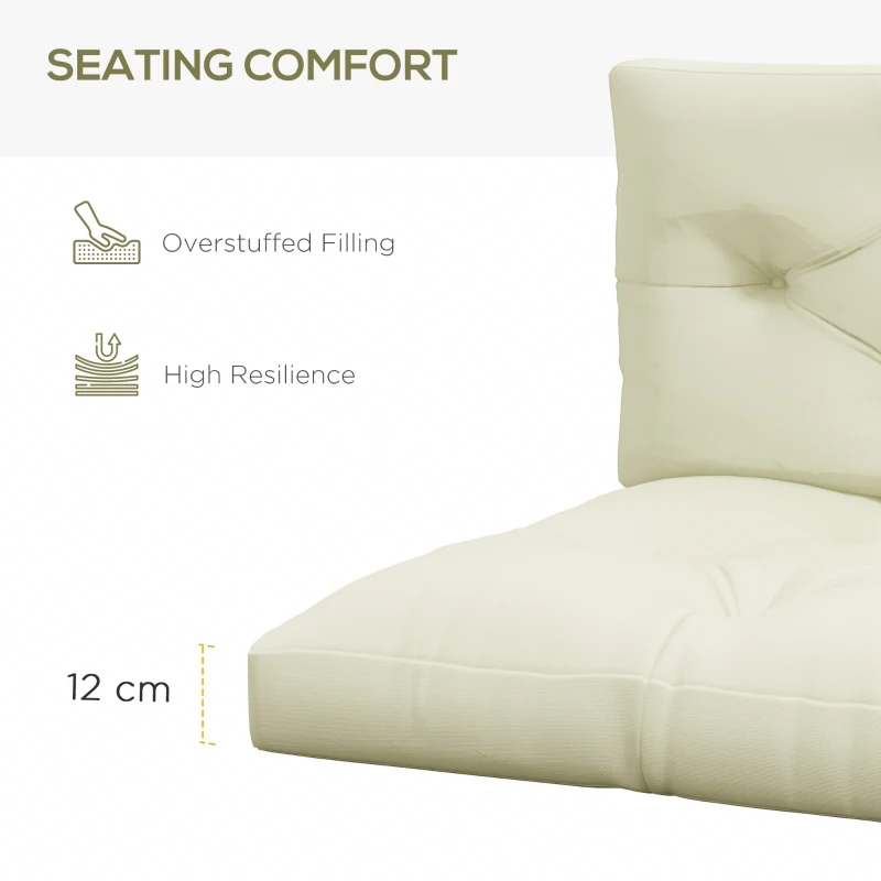 Outsunny 2 Seater 5" Thick Outdoor Seat Cushions with Back Cushion for Pallet, Loveseat Outdoor Furniture Cushions, Cream White