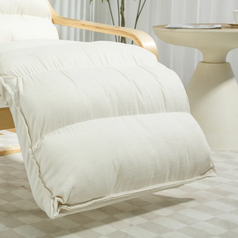 HOMCOM Accent Chair, Velvet Upholstered Living Room Chair with Footrest, Wood Frame, Cream White