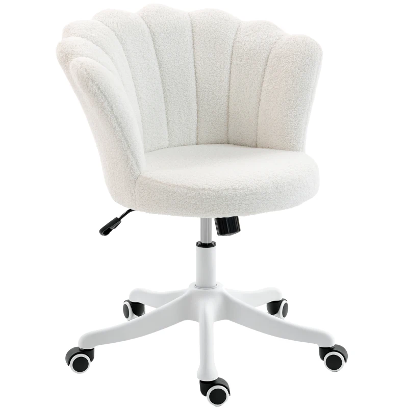 HOMCOM Office Chair, Armless Swivel Desk Chair with Adjustable Height, Backrest, Tilt Function for Office, Vanity, Cream White