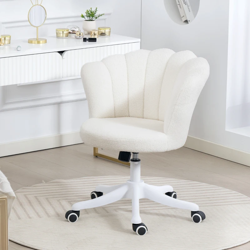 HOMCOM Office Chair, Armless Swivel Desk Chair with Adjustable Height, Backrest, Tilt Function for Office, Vanity, Cream White