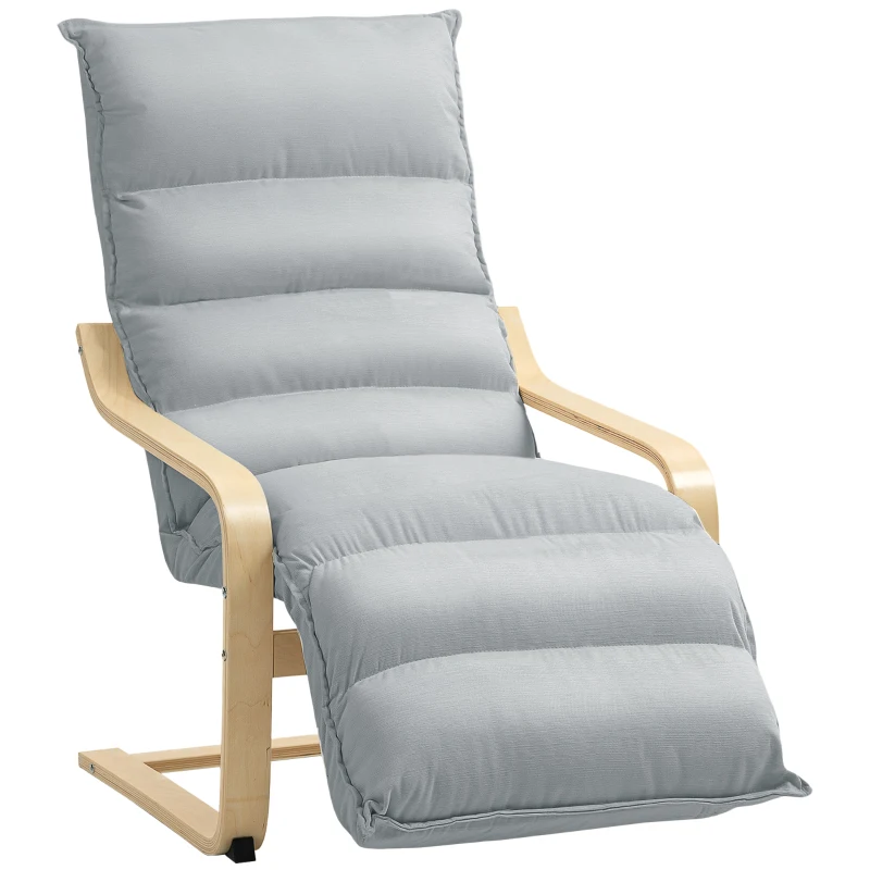 HOMCOM Accent Chair, Velvet Upholstered Living Room Chair with Footrest, Wood Frame, Light Grey