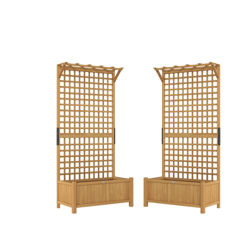 OutsunnyWood Planter with Trellis for Vine Climbing, Raised Garden Bed, Privacy Screen for Backyard, Patio, Yellow