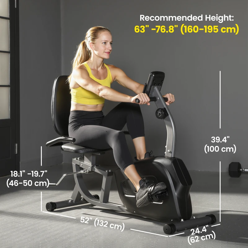 Soozier Recumbent Exercise Bike with 8-Level Magnetic Resistance, LCD Monitor, Heart Rate Handle and Adjustable Seat